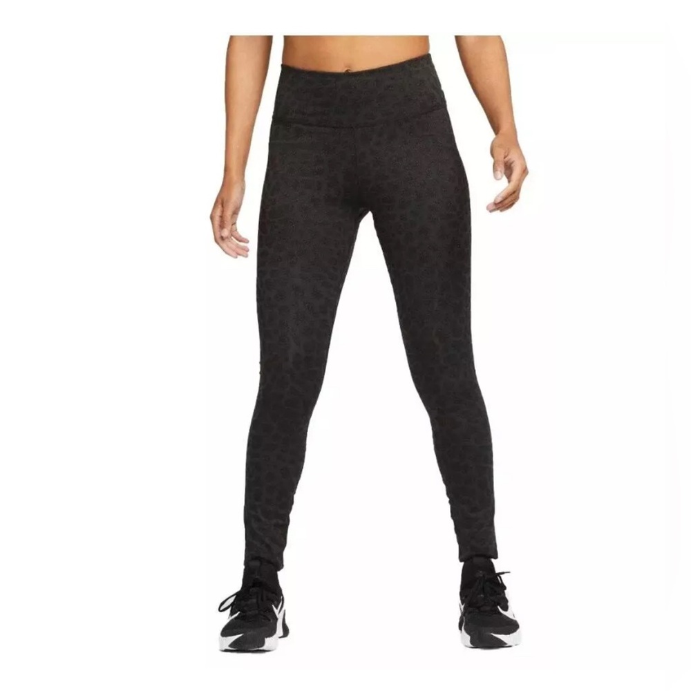 Nike Black Glitter Leopard Print Mid Rise Leggings Size XS